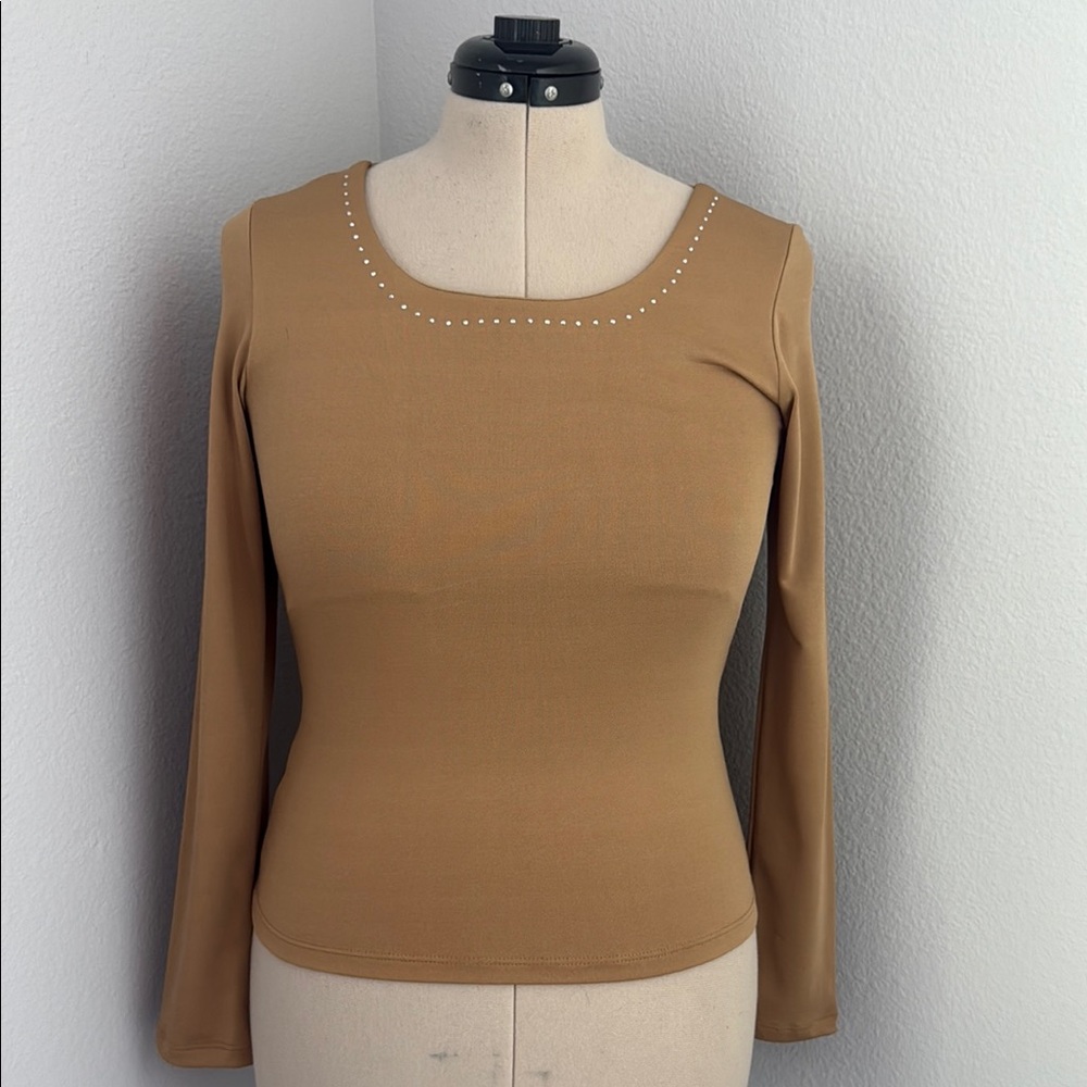 Women's Tan Long Sleeve Top
